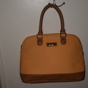 Apricot/peach and camel Joy and Iman satchel
